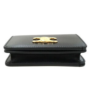 Celine Bi Black Wallet Compact fold Triomphe
